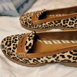 Sperry Windsor Leopard/Cognac Penny Loafers Sz 10